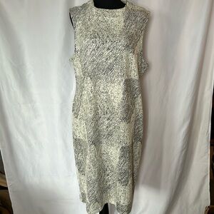 SHARAGANO black and white print sleeveless dress. Size 16.